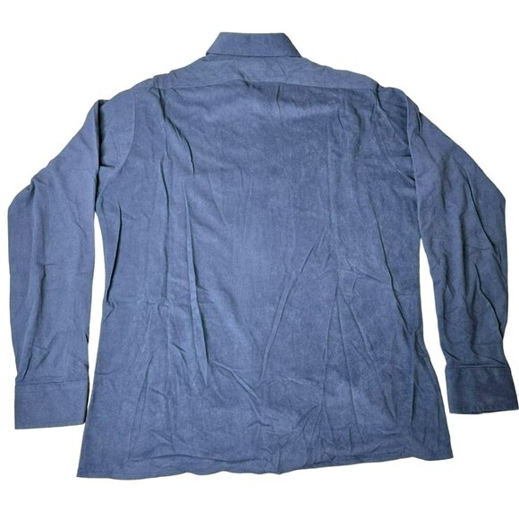 VTG Charlie Brown Shirtmakers SuperSuede Blue Button Up Shirt Size L 16-16 1/2 - Picture 3 of 13